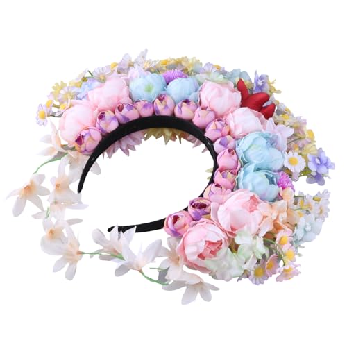 Buntes Blumen Stirnband Haarkranz Hochzeit Party Kostüm Kopfschmuck Für Braut Frauen Mode Haar Accessoire Personalisiertes Mode Stirnband von Diarypiece