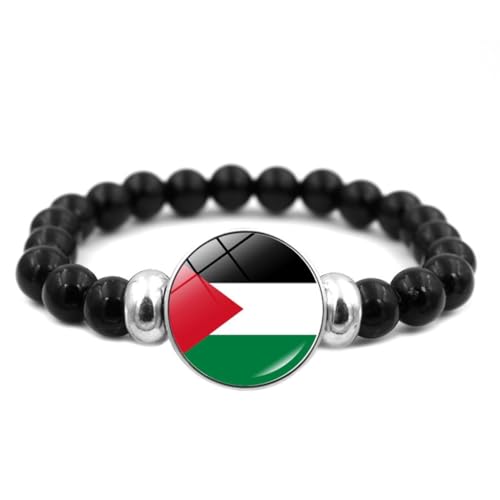 Diarypiece Armband mit Palästina-Flagge, modisches Glasperlen-Armband, Armreifen für Damen und Herren von Diarypiece
