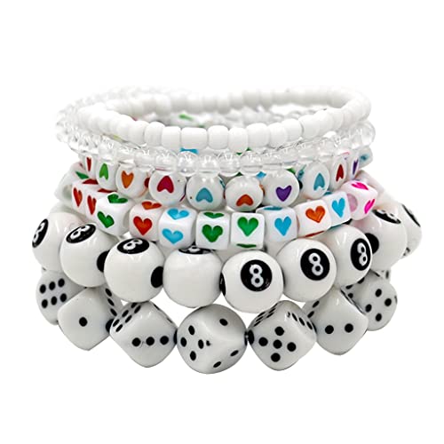 Smile Würfel-Stern-Perlenarmband, stapelbar, Charm-Armband für Damen und Mädchen von Diarypiece