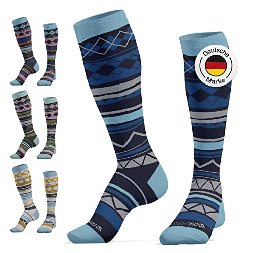 Diasports Skisocken Herren & Damen MERINO | Stylische Thermo Socken für Snowboard und Ski | Warme Skistrümpfe aus Merinowolle | Atmungsaktive Snowboardsocken für den Winter | Blue Sky 43-47 von Diasports