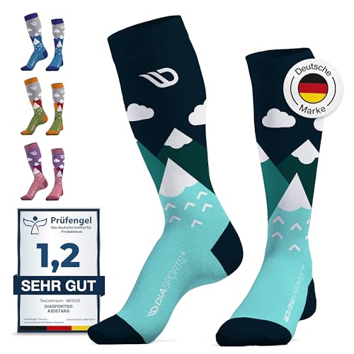 Diasports Skisocken Kinder aus Merinowolle | Warme Merino Thermosocken | Ski Kniestrümpfe für Mädchen & Jungen | Dicke Wintersocken für Kinder | Schneesocken in 4 Farben (Türkis, 31-34) von Diasports