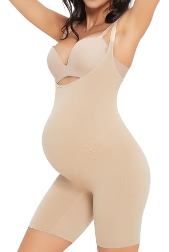 Diawsome Damen Umstandsbody Schwangerschafts-Shapewear Bauchstütze Shorts Nahtlos Verstellbare Träger Strampler Jumpsuit von Diawsome