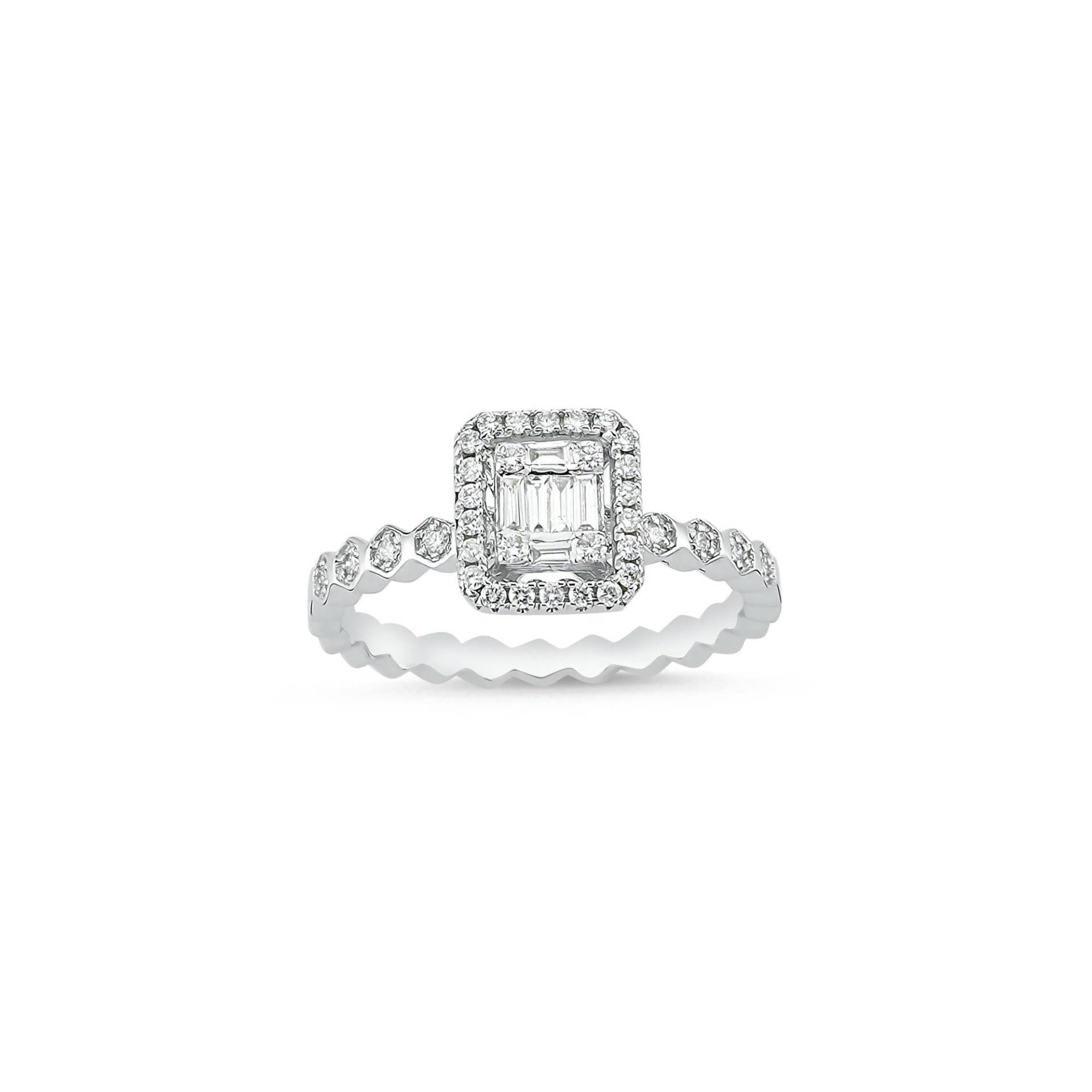 0, 30 Ct Baguette Verlobungsring Zierlicher Ring Diamant Pave Vintage Stlye Schliff von DiazJewelryCo