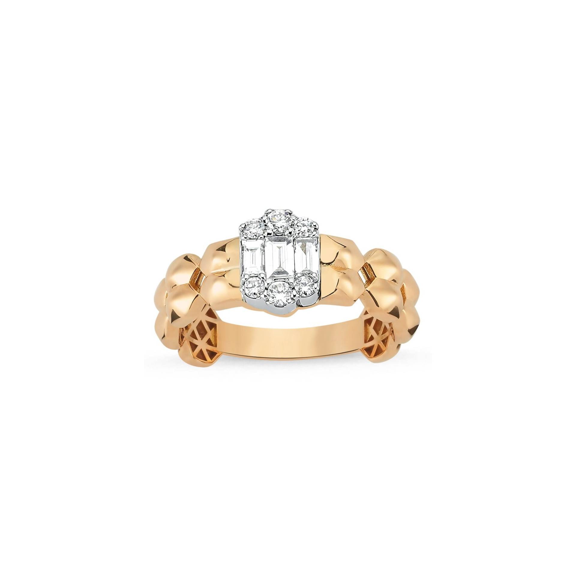 0, 37 Ct Natürlicher Diamant Ring Massives Gold Anniversay Roségold Baguette Schliff von DiazJewelryCo