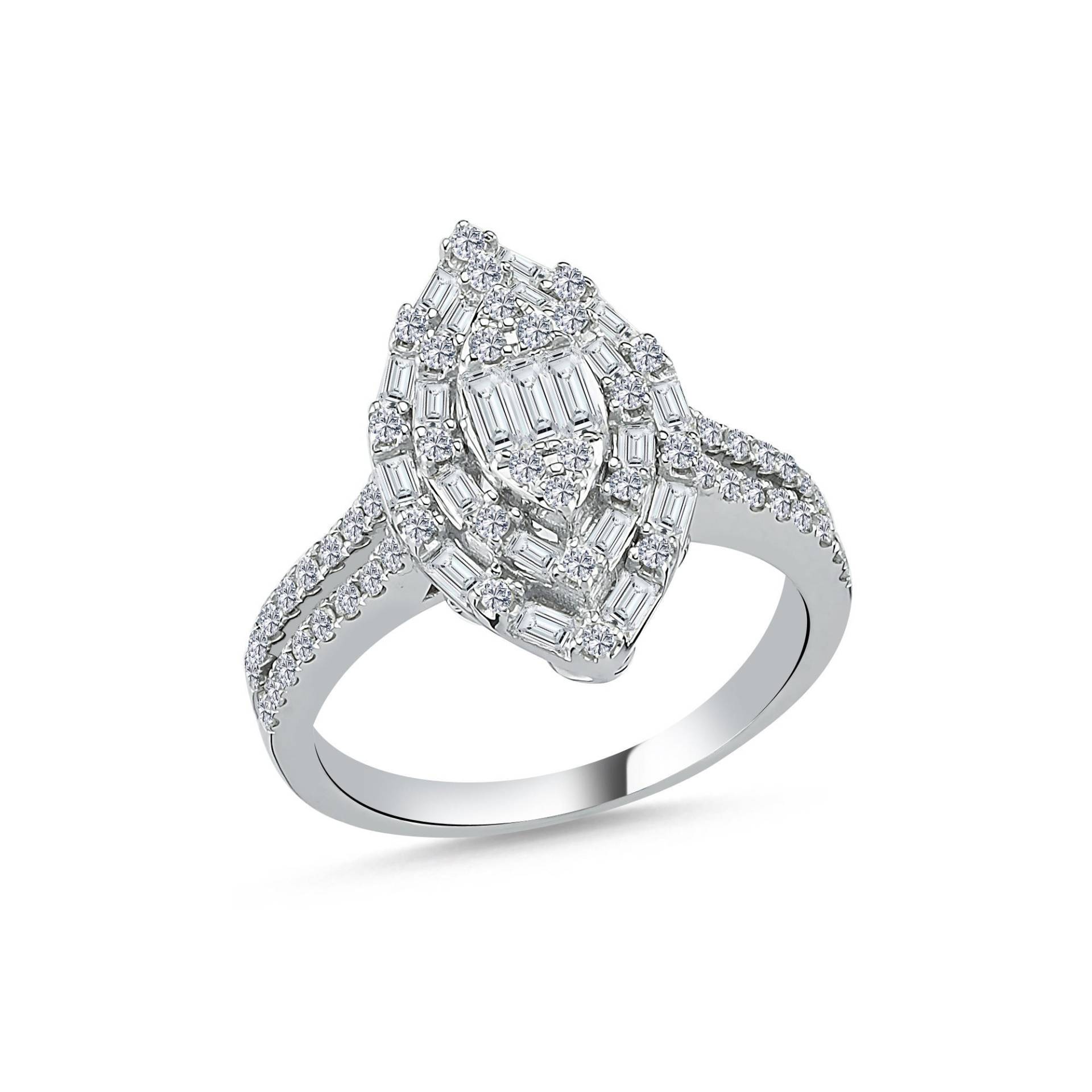 0, 88 Ct Naturdiamant-Ring Aus Massivem Gold Baguetteschliffring Braut-Verlobungsringe Einzigartige Diamant-Brautringe Jubiläumsringe von DiazJewelryCo