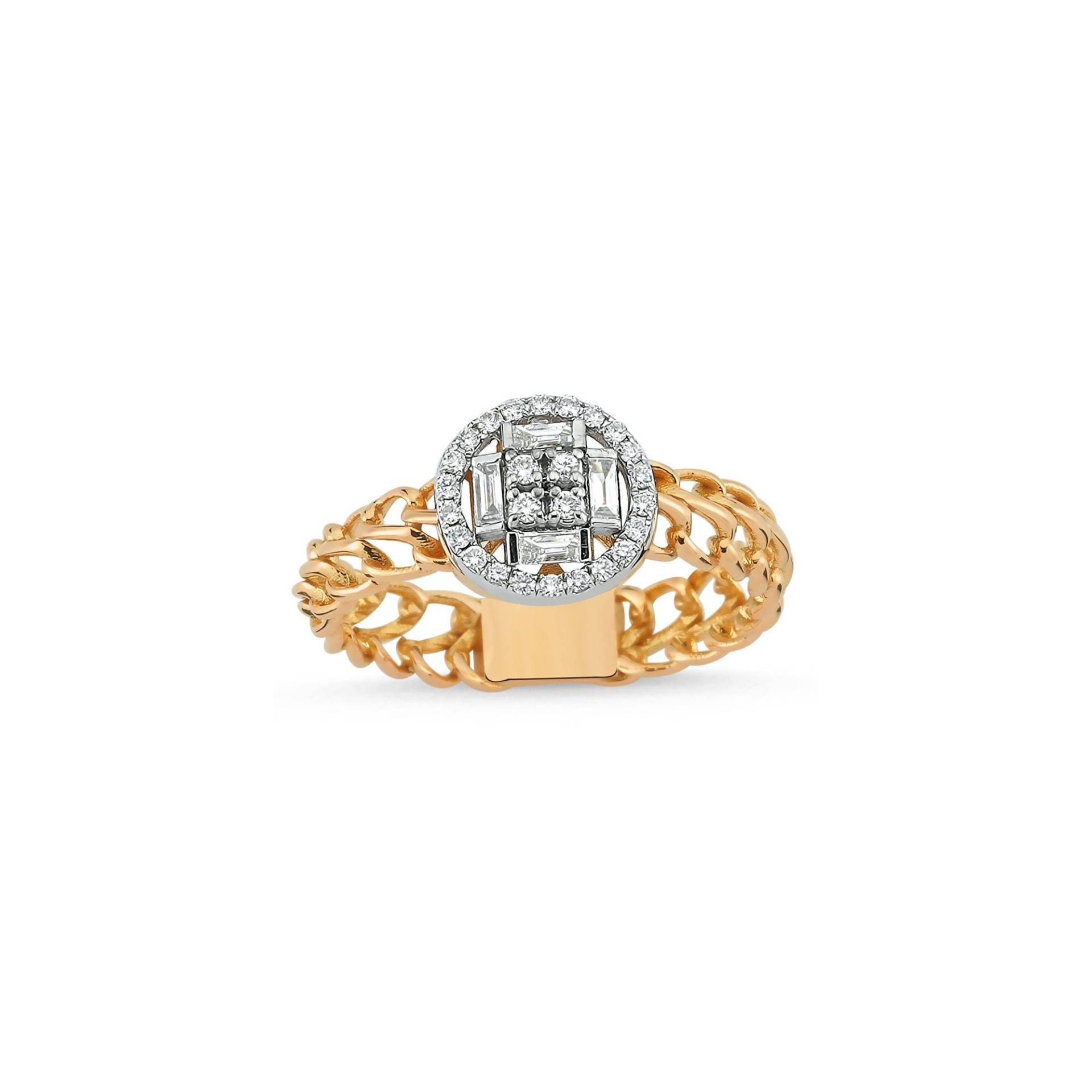 0.28 Ct Diamant Kettenring Gold Zopf-Goldring Zarte Jubiläums-Massivgoldring - Personalisieren Sie Geschenk Mom von DiazJewelryCo