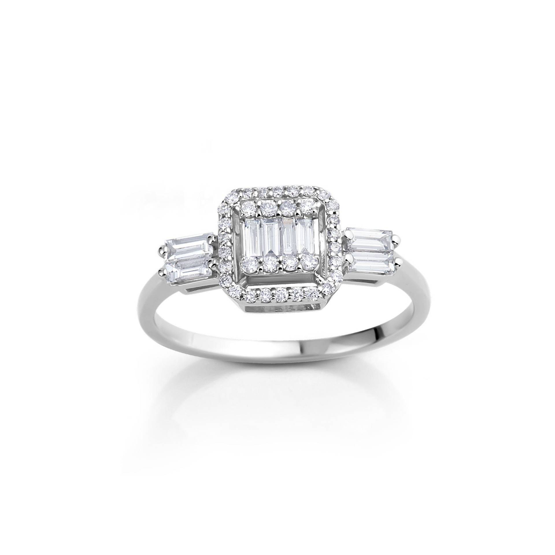 0.45 Ct Natürlicher Diamant Quadrat Ring Gold Baguette Schliff Ringe Verlobungsringe Halo Braut von DiazJewelryCo