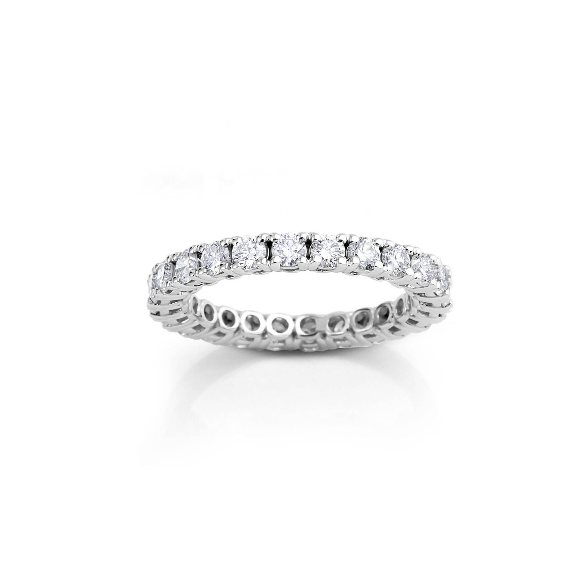 18K Runder Diamant Ehering, Echter Eternity Brillanter Braut Band Ring, Zierliche Runde Tennis Stapelbare Ringe von DiazJewelryCo