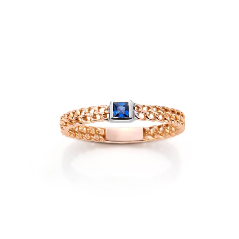 Blauer Saphir Lünette Stapelbar Ring Vintage Style September Birthstone Solid Gold Midi Valentinstag Geschenk von DiazJewelryCo