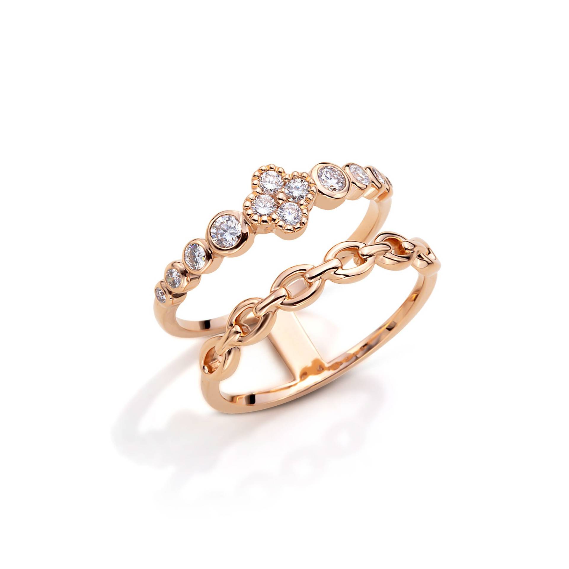 Diamant Cluster Doppel Band Ring Ringe Ketten Gold Stapelringe Jubiläum von DiazJewelryCo