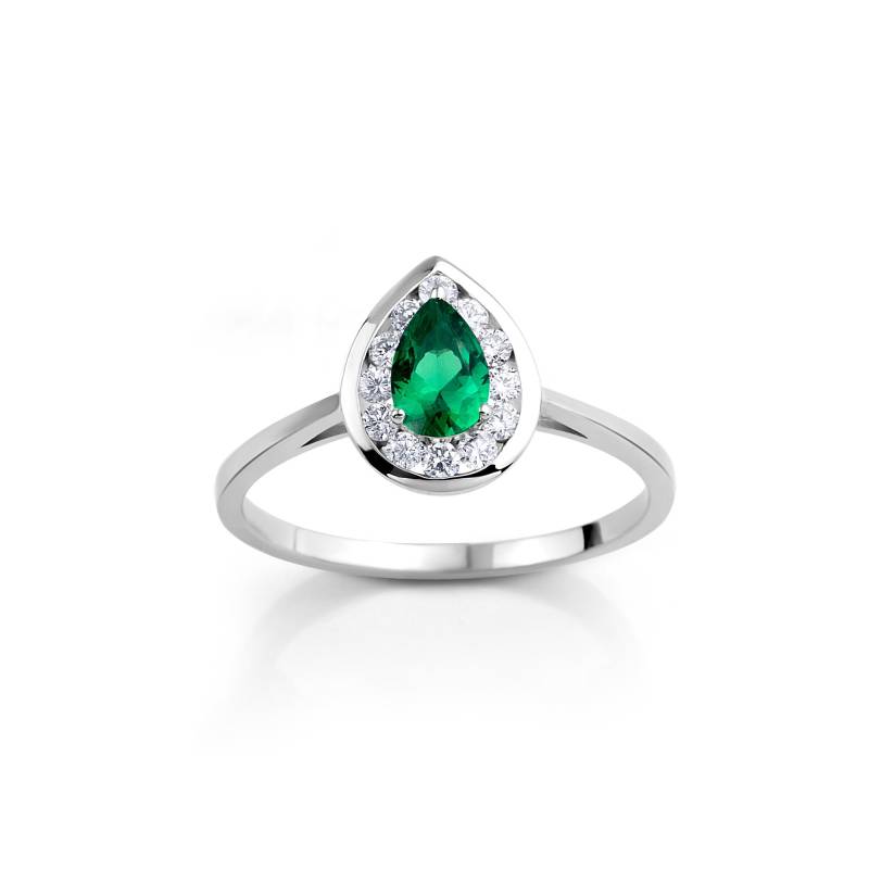 Diamant Halo Smaragd Ring Gold Zierliche Echter Verlobung Birne Drop Ringe von DiazJewelryCo