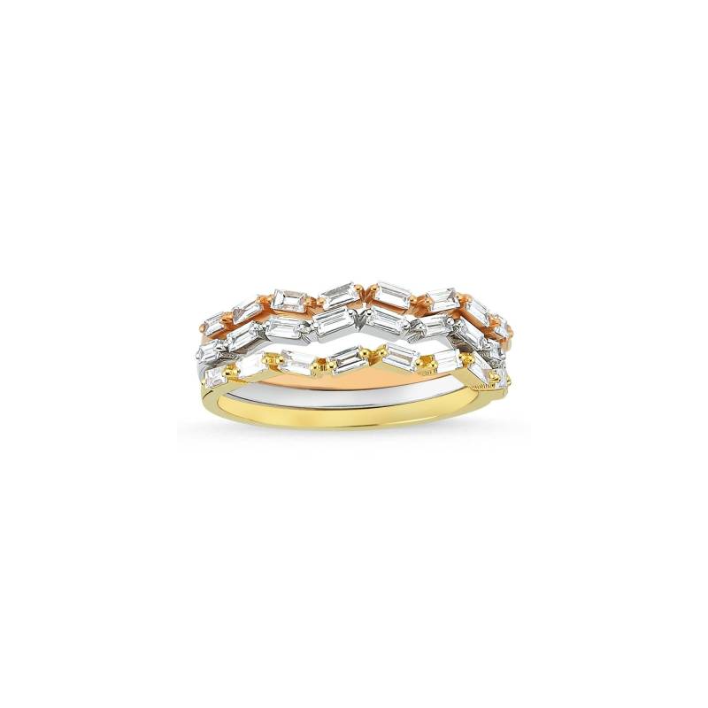 Diamant Dreifaltigkeitsring in Goldfarben Dreifarbiger Bandring Ineinander Verschlungene Bänder Drei Stapelbarer Ring Geschenk Für Sie von DiazJewelryCo