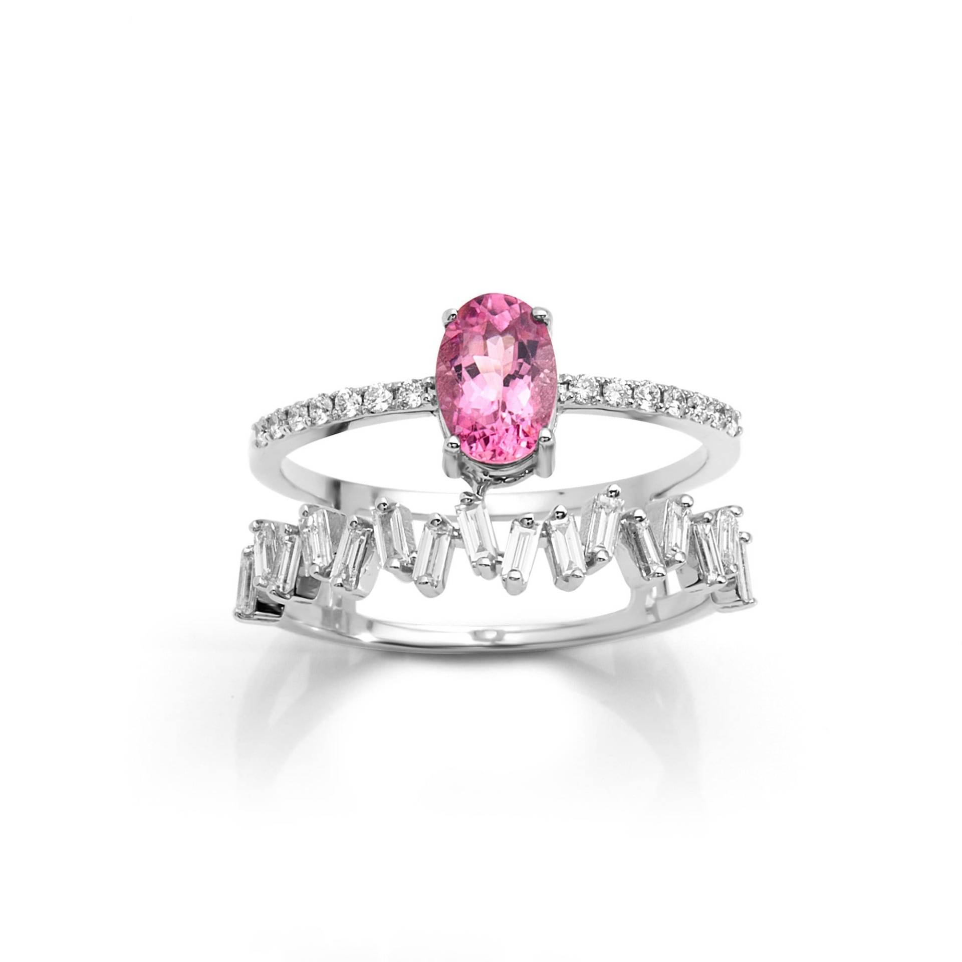 Doppel-Bandring Edelstein-Ring Im Ovalschliff Edelstein Sterling Ring Diamant von DiazJewelryCo