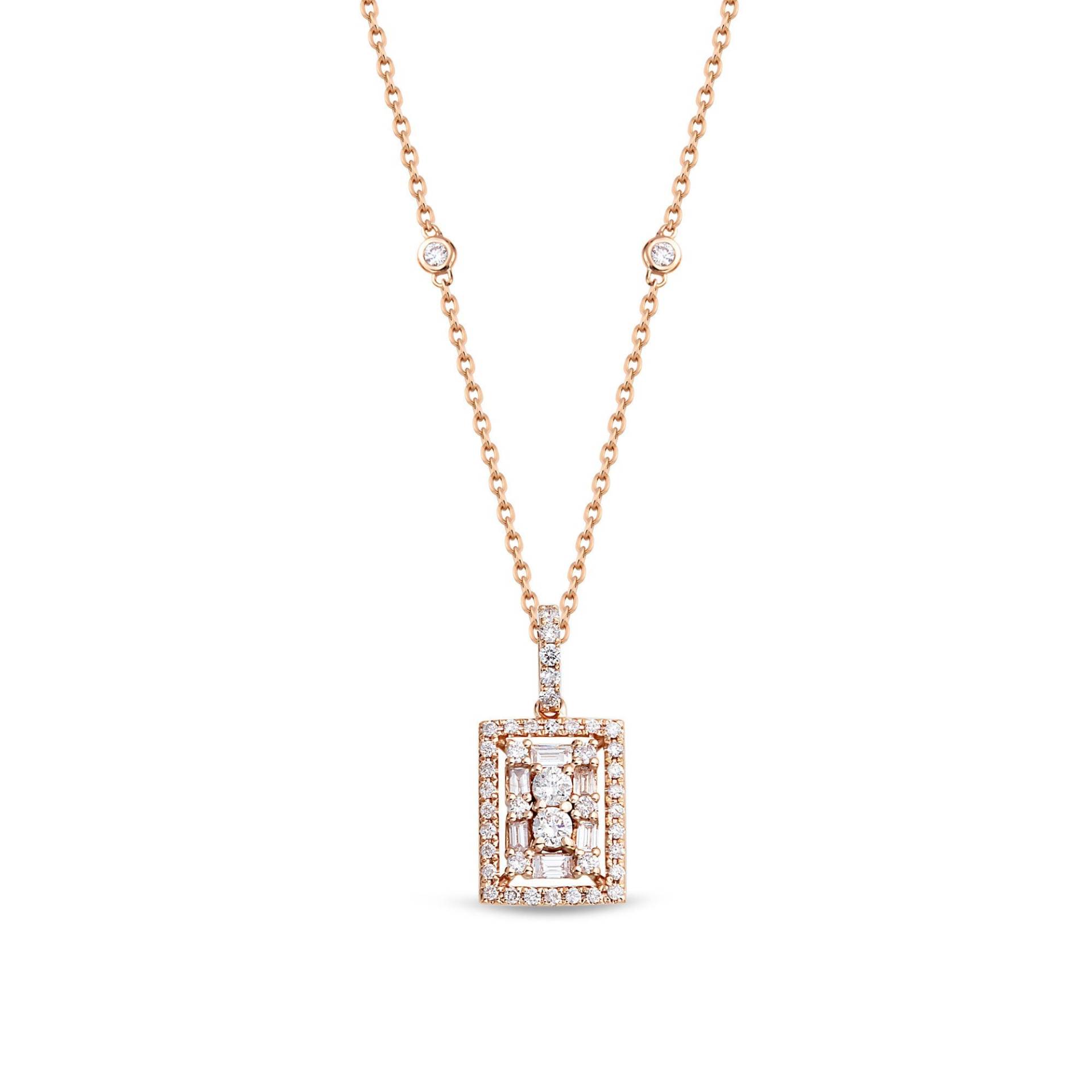 Natürliche Diamant Halskette Zierliche Cluster Initial Gold Baguette Schliff von DiazJewelryCo