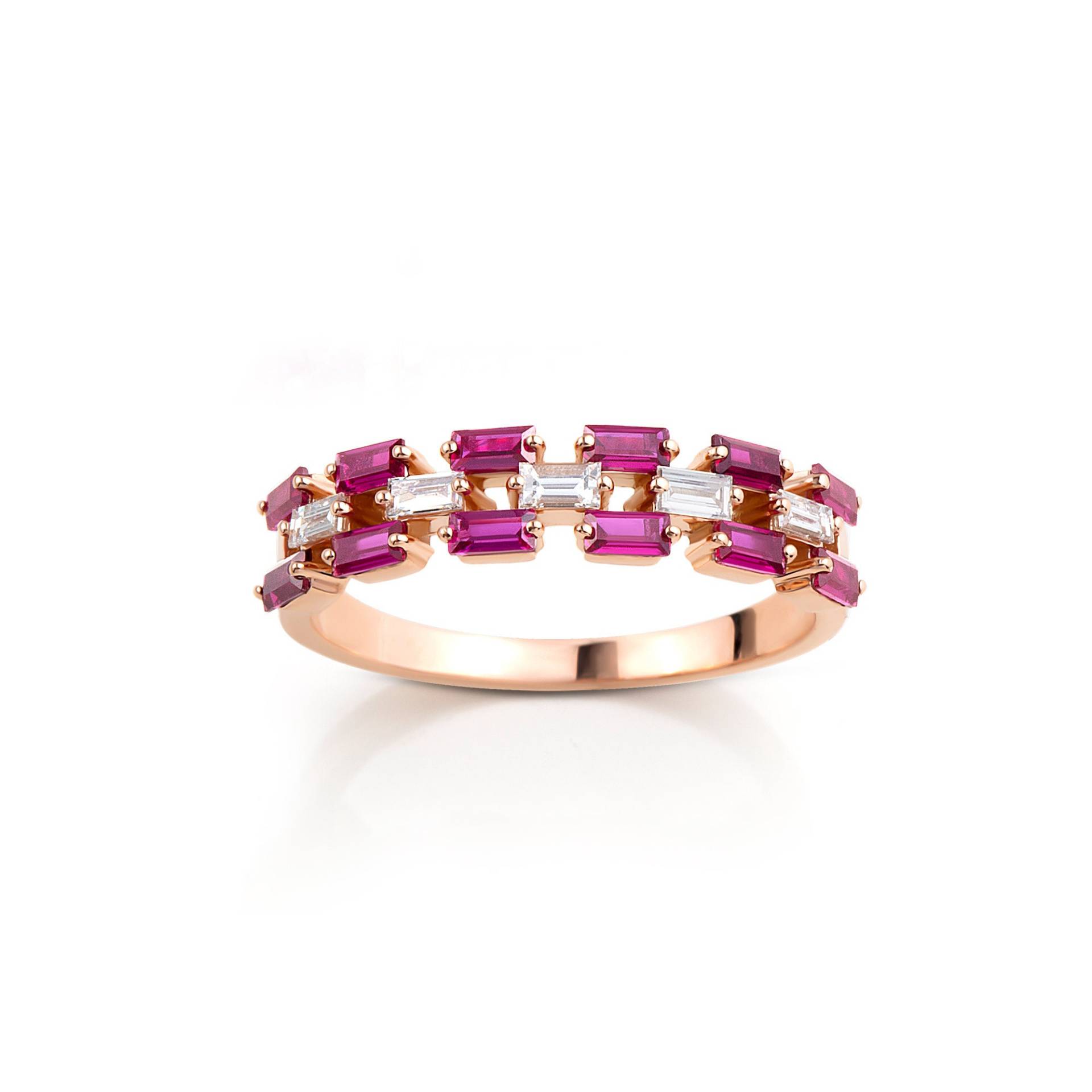 Rubin Verlobungsring Roségold Rubinring Doppelbandring Echter Und Diamantring Halbe Ewigkeit von DiazJewelryCo