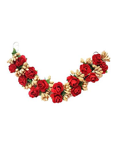 DiBha Damen Rot Golden Stoff Juda Maker Blume Gajra Haarschmuck von Dibha