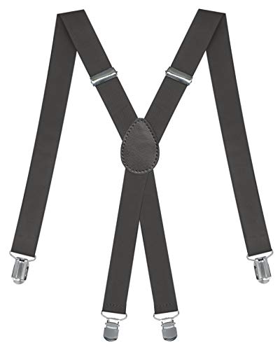 Dibi Herren-Hosenträger – verstellbar, elastisch, X-Form, Damen-Hosenträger für Kostüm, Smoking, Anzug, Jeans, mit starken Clips, 2,5 cm breit - X Rücken - Grau, standart von Dibi