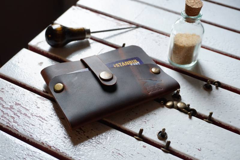 Kartenhalter Portemonnaie, Handgemachte Leder Kartenhalter, Geldbörse Männer, Diceros Percin von Diceroscraft