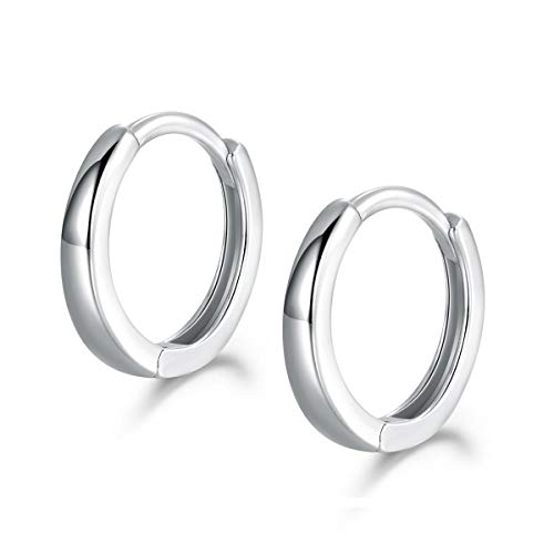 Shuxin Creolen Silber Ohrringe, 925 Sterling Silber Glänzend Creolen für Damen/Herren, Durchmesser 13mm Klein Schlafen Kreolen, Kommt in Schmuck Geschenk Box von Shuxin