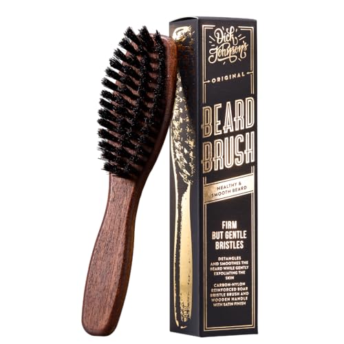 Dick Johnson Bartbürste Männer 15 cm– Wildschweinborsten mit Nylonstiften für Bartpflege & Styling – Holzbürste für langen Bart & Vollbart – Bart Kamm Set Ergänzung – Handgefertigt in Spanien von Dick Johnson