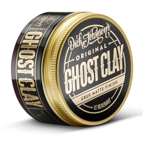 Dick Johnson Ghost Clay 100 ml – Mattes Haarwachs Männer auf Tonerdebasis mit süßem Duft – Flexibler Halt für kurzes bis mittellanges Haar – Easyhold Styling Wax für natürlichen Look von Dick Johnson