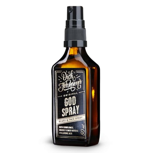 Dick Johnson God Spray 50 ml – Feuchtigkeitsspray Männer für Gesicht und Bart mit Kornblume & Hyaluronsäure – Gesichtspflege zum Aufsprühen – Hauterfrischung und Bartpflege – Made in Finnland von Dick Johnson