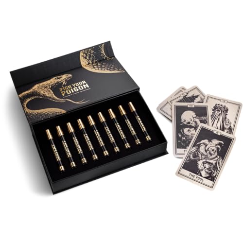 Dick Johnson Parfumkollektion Venomous Vials - Set aus 9 Exklusives Düften von Eau de Parfum bis Intense Parfum Geschenkbox mit kunstvoll designten Tarot Karten - 90 ml von Dick Johnson