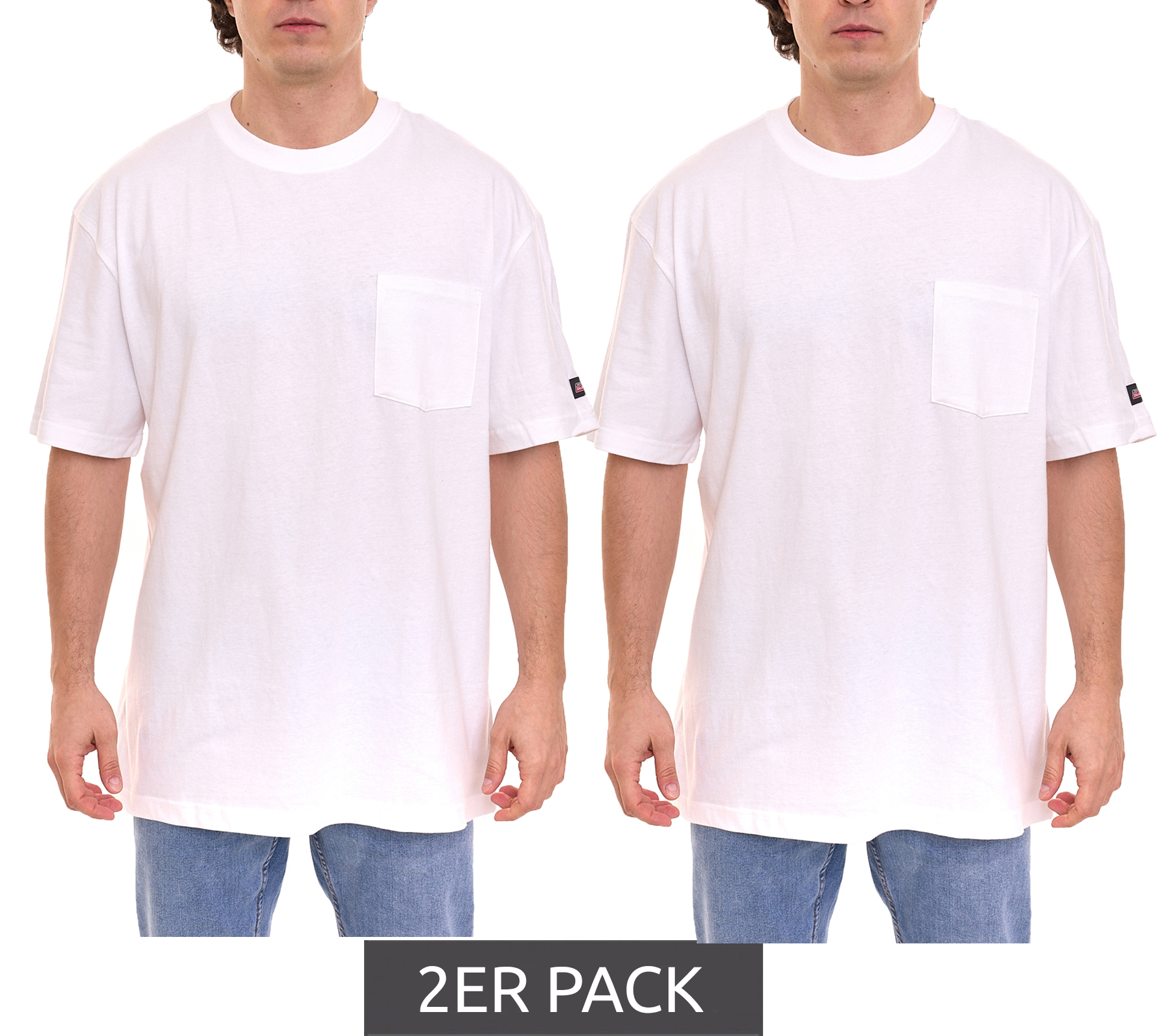 2er Pack Dickies Basic Herren T-Shirt Baumwoll-Shirt Arbeits-Shirt Cool&Dry Grammatur 250 g/m² PKGS407WH Weiß von Dickies