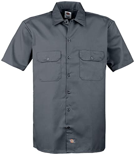 Dickies Herren Kurzärmliges Arbeitshemd, groß und hoch Button-Down-Shirt, Anthrazit, 5XL von Dickies