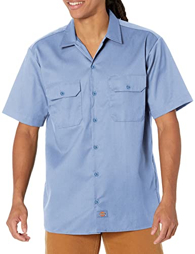 CHEROKEE Herren Kurzärmliges Arbeitshemd, groß und hoch Button-Down-Shirt, Blau (Gulf Blue Gb), 4XL von Dickies