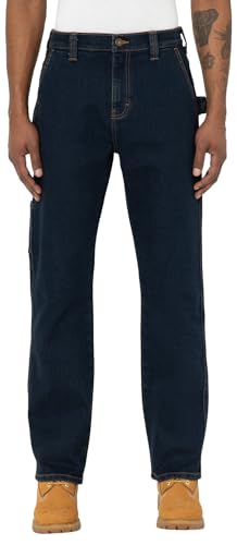 Dickies, Herren, Dickies Denim-Zimmermannshose für Herren, DENIM DARK WASH, 32W/34L von Dickies