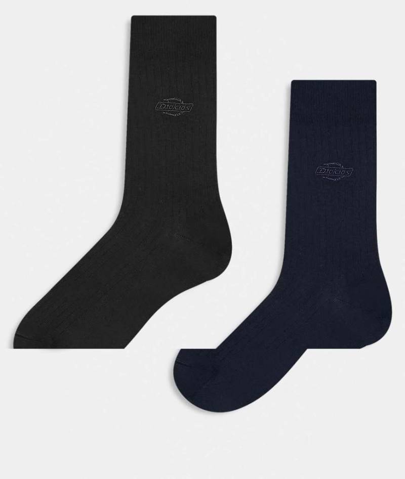 Dickies - 2er-Pack gerippte Crew-Socken in Schwarz von Dickies