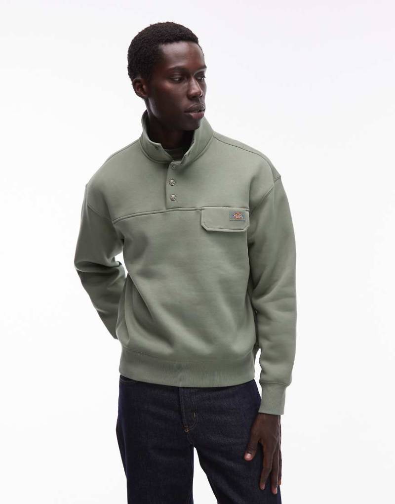 Dickies - APAC - Pullover in Hellgrün mit kurzer Knopfleiste von Dickies