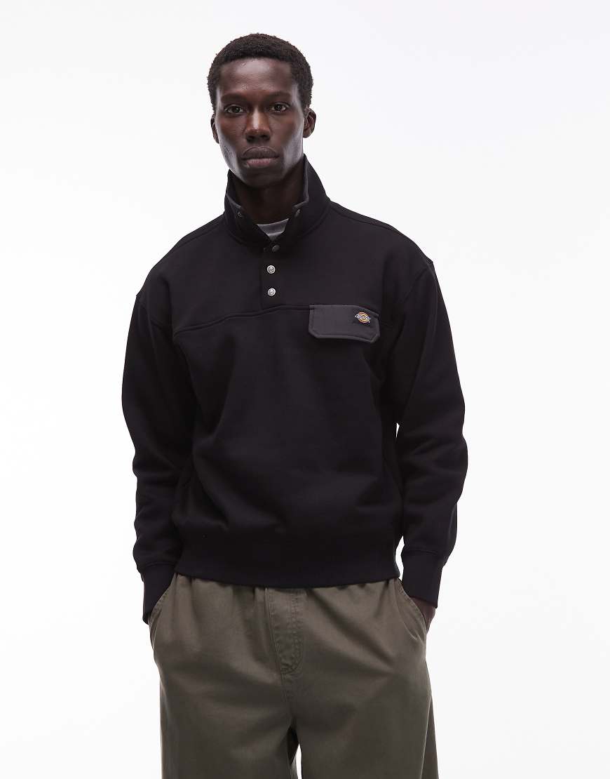 Dickies - APAC - Pullover in Schwarz mit kurzer Knopfleiste von Dickies