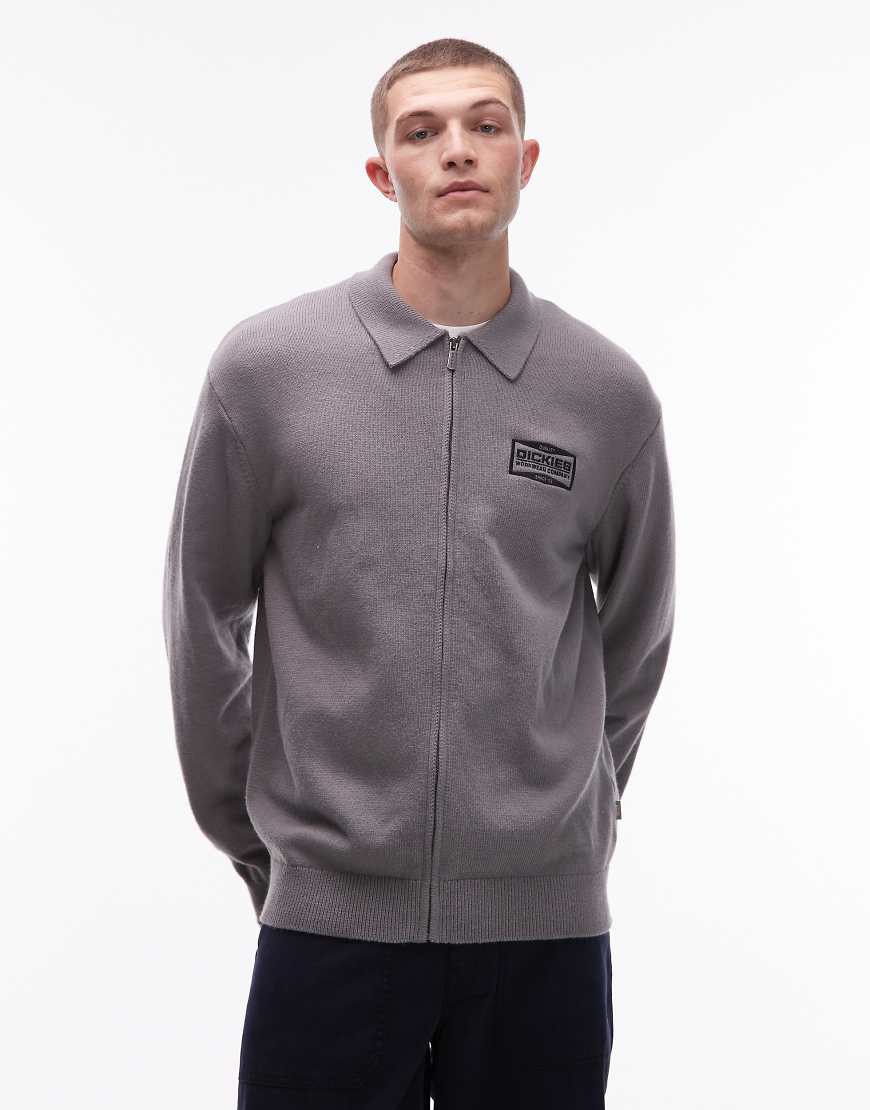 Dickies - Bolivar - Strickpullover in Dunkelgrau mit durchgehendem Reißverschluss von Dickies