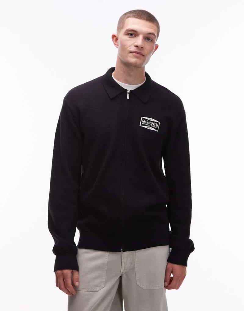 Dickies - Bolivar - Strickpullover in Schwarz mit durchgehendem Reißverschluss von Dickies