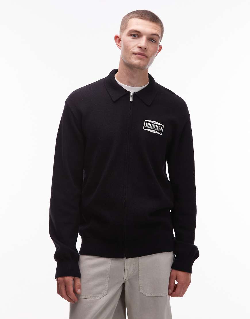 Dickies - Bolivar - Strickpullover in Schwarz mit durchgehendem Reißverschluss von Dickies