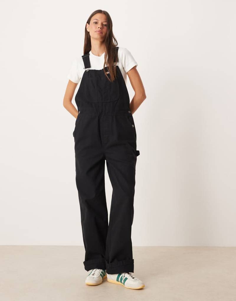 Dickies - Canvas-Latzhose in Schwarz mit weitem Bein von Dickies