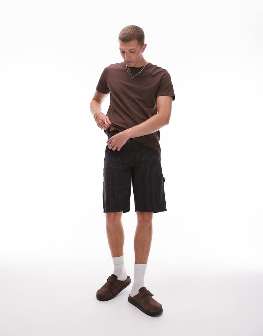 Dickies - Carpenter-Shorts in Schwarz und Wollweiß mit Nadelstreifen von Dickies