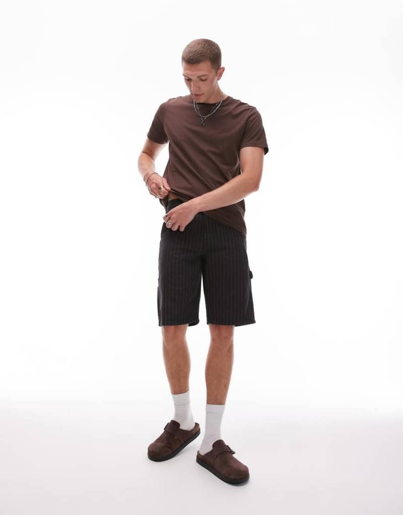Dickies - Carpenter-Shorts in Schwarz und Wollweiß mit Nadelstreifen von Dickies