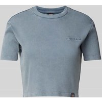 Dickies Cropped T-Shirt in Ripp-Optik Modell 'PLENTYWOOD' in Blau, Größe XL von Dickies