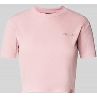 Dickies Cropped T-Shirt in Ripp-Optik Modell 'PLENTYWOOD' in Rosa, Größe L von Dickies