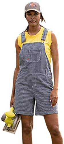 Dickies Damen 17,8 cm Lange Träger Latz-Shortalls, Gespülte Hickory-Streifen, X-Small von Dickies