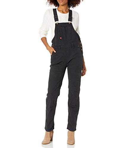 Dickies Damen Latzhose mit Doppelter Vorderseite Overalls, Schwarz abgespült, Small von Dickies