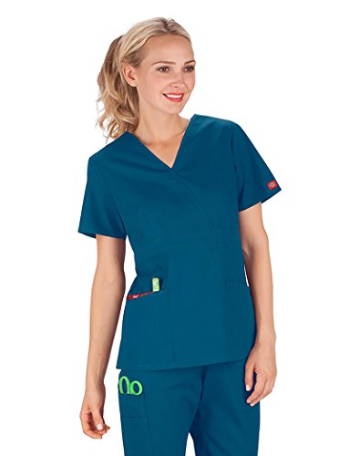 Dickies Damen EDS Signature Mock Wrap Top mit Mehreren Instrumentenschlaufe, Blau (Caribbean Blue), Groß von Dickies