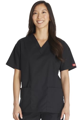 Dickies Damen EDS Signature Scrubs 86706 Missy Fit V-Ausschnitt Top - Schwarz - XX-Small von Dickies