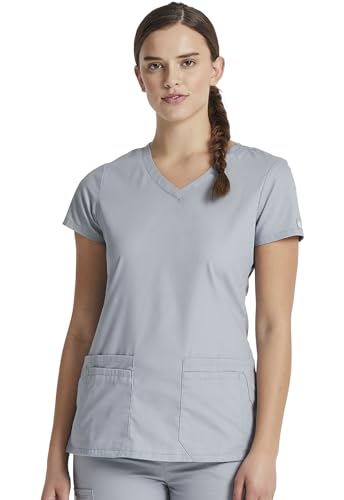 Dickies Damen EDS Signature Top mit V-Ausschnitt und Mehreren aufgesetzten Taschen Medizinisches Schlupfhemd, Blickdicht, grau, Small von Dickies