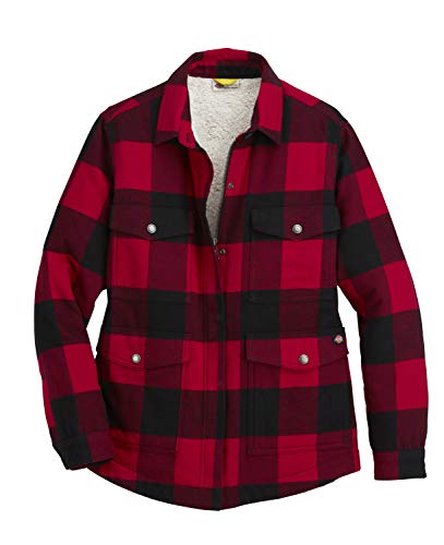 Dickies Damen Flannel Sherpa Lined Chore Coat Arbeitsoberbekleidung, Englisches Rot Schwarz Buffalo Plaid, Large von Dickies