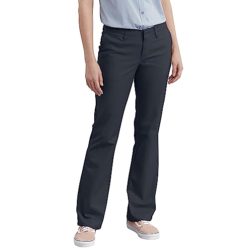 Dickies Damen Flache Vorderseite, Stretch-Twill-Hose, Schmale Passform, Bootcut Khakihose, Dark Navy V1, 36 Kurz von Dickies