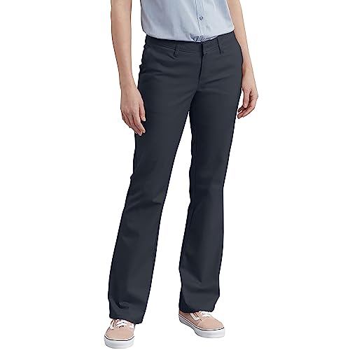 Dickies Damen Flat Front Stretch Twill Pant Slim Fit Bootcut Khakis, Dunkles Marineblau, 34 von Dickies